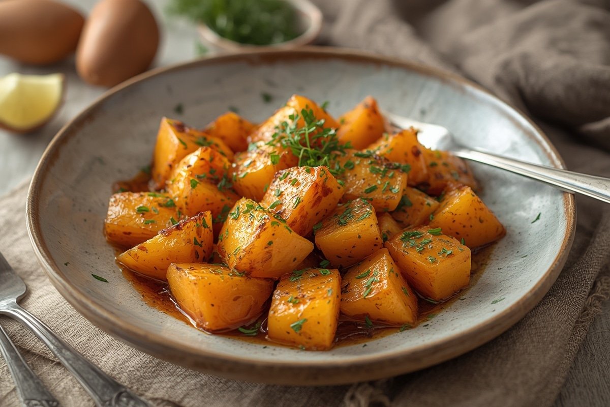 Creamy whipped sweet potatoes in a rustic bowl