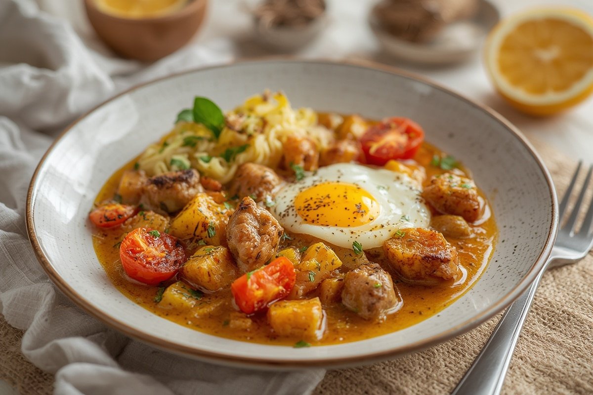 Bowl of vibrant lentil sweet potato shepherd's pie