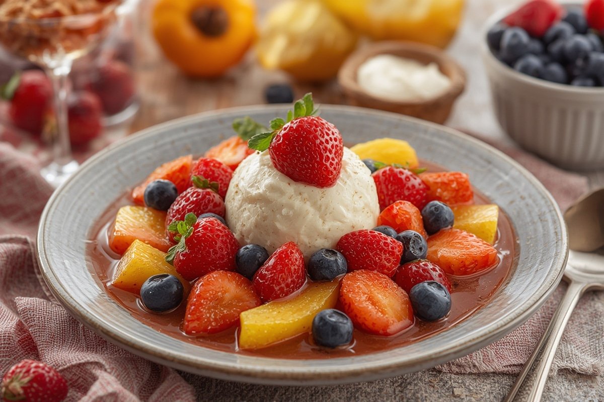 Rustic mixed berry galette with a scoop of vanilla ice cream
