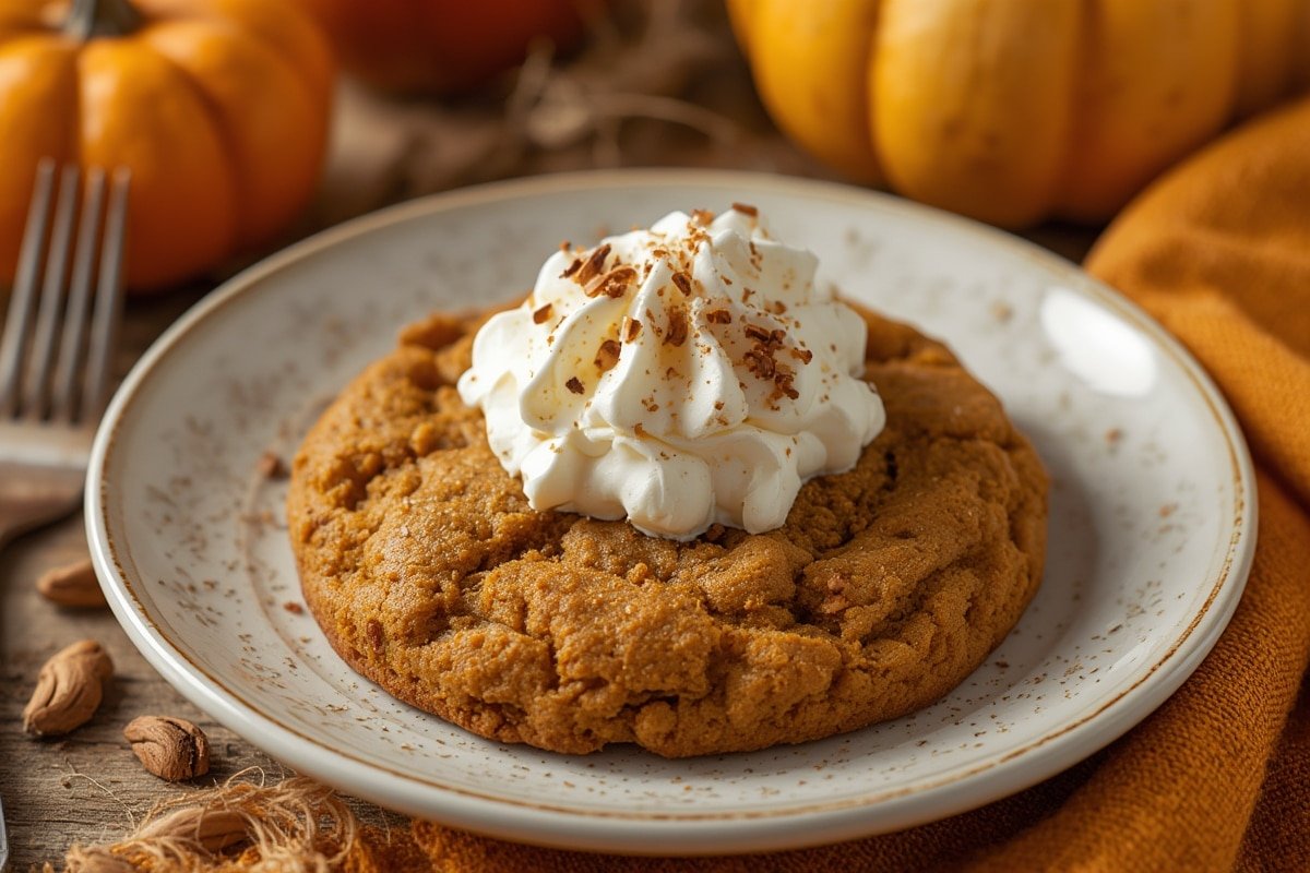 Pumpkin cookie recipes: spiced cookies on a rustic tray