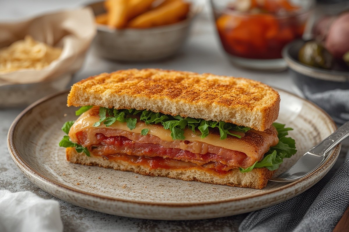 Assorted homemade sandwiches with fresh ingredients
